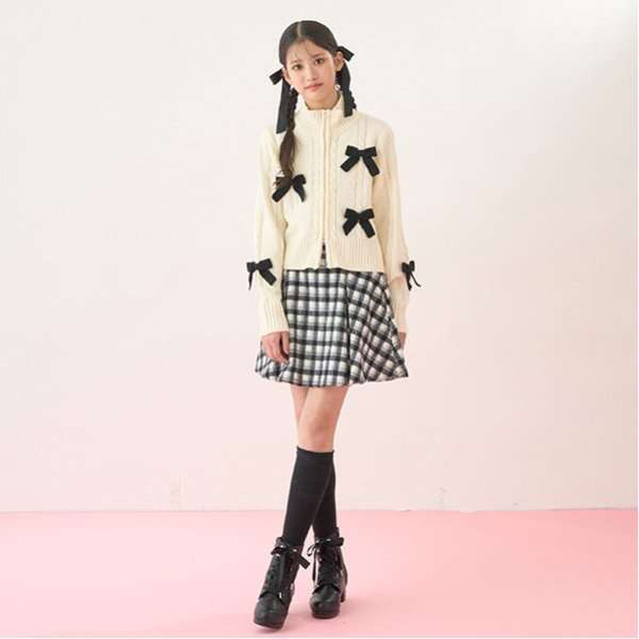 W Zip Ribbon Cardigan,Sax blue, large image number 8