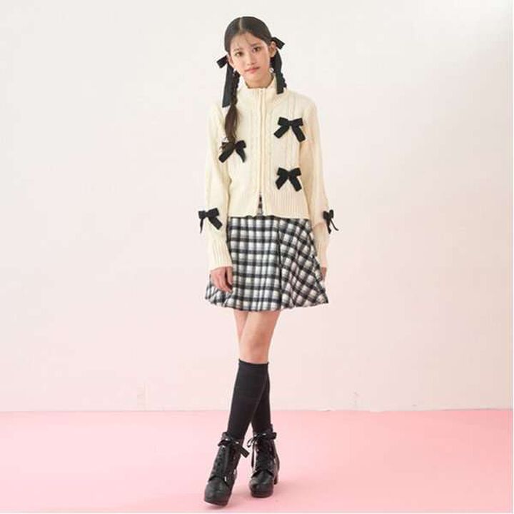 W Zip Ribbon Cardigan,Sax blue, medium image number 8