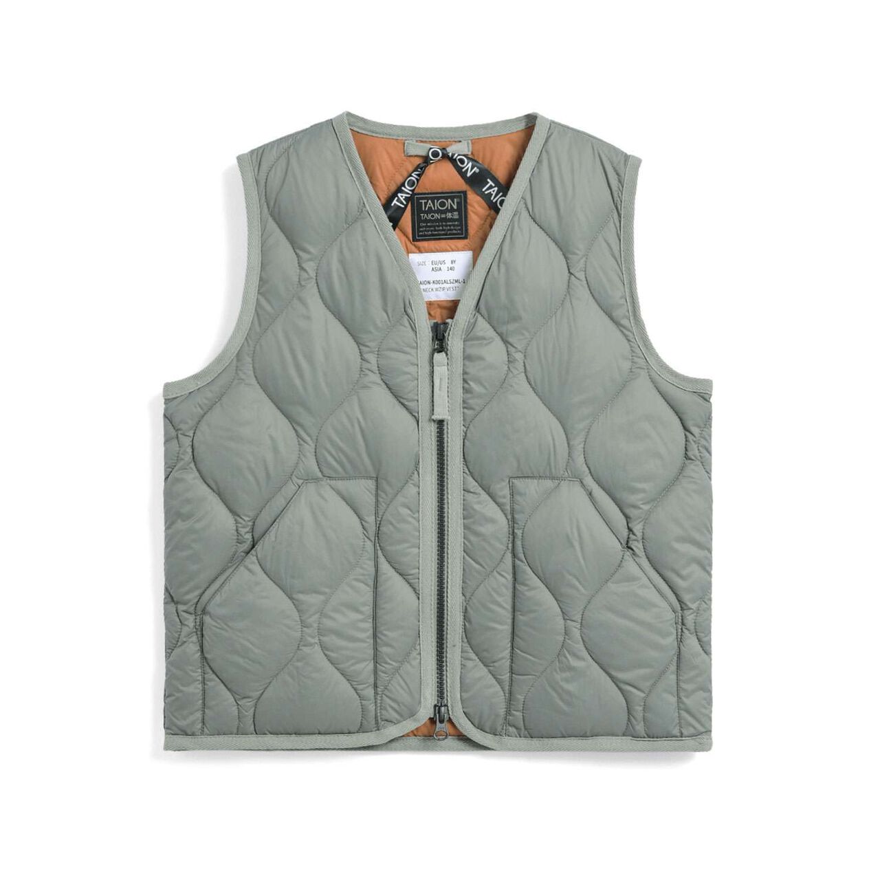 [Parent-Child Matching] [KIDS] TAION Military V-Neck Down Vest,Olive, large image number 0