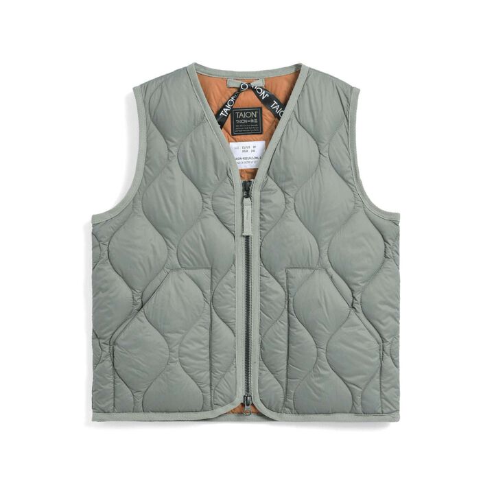 [Parent-Child Matching] [KIDS] TAION Military V-Neck Down Vest,Olive, medium image number 0