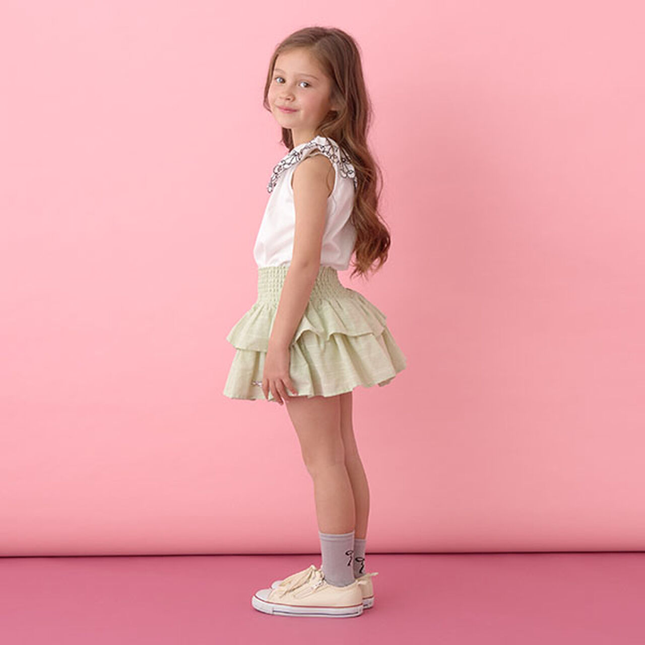 [Soft Cotton] Cherry Lace Collar Top,Light orange, large image number 17