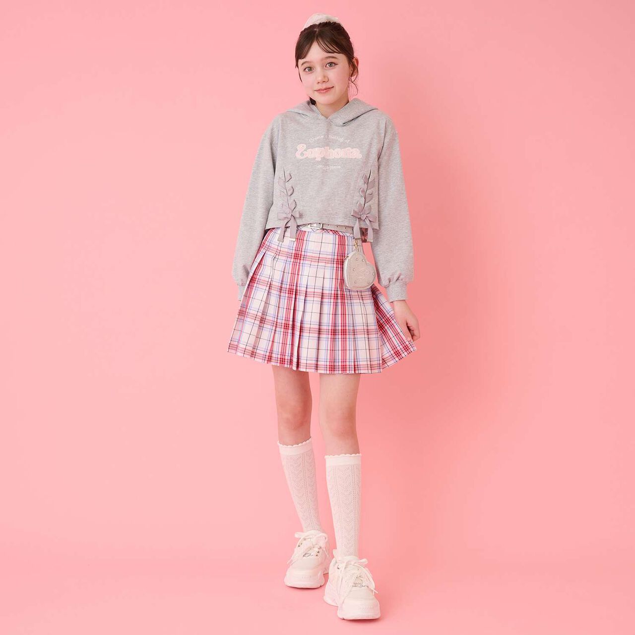 Lace-up Short Parka & Tank Top Set,Navy, large image number 15