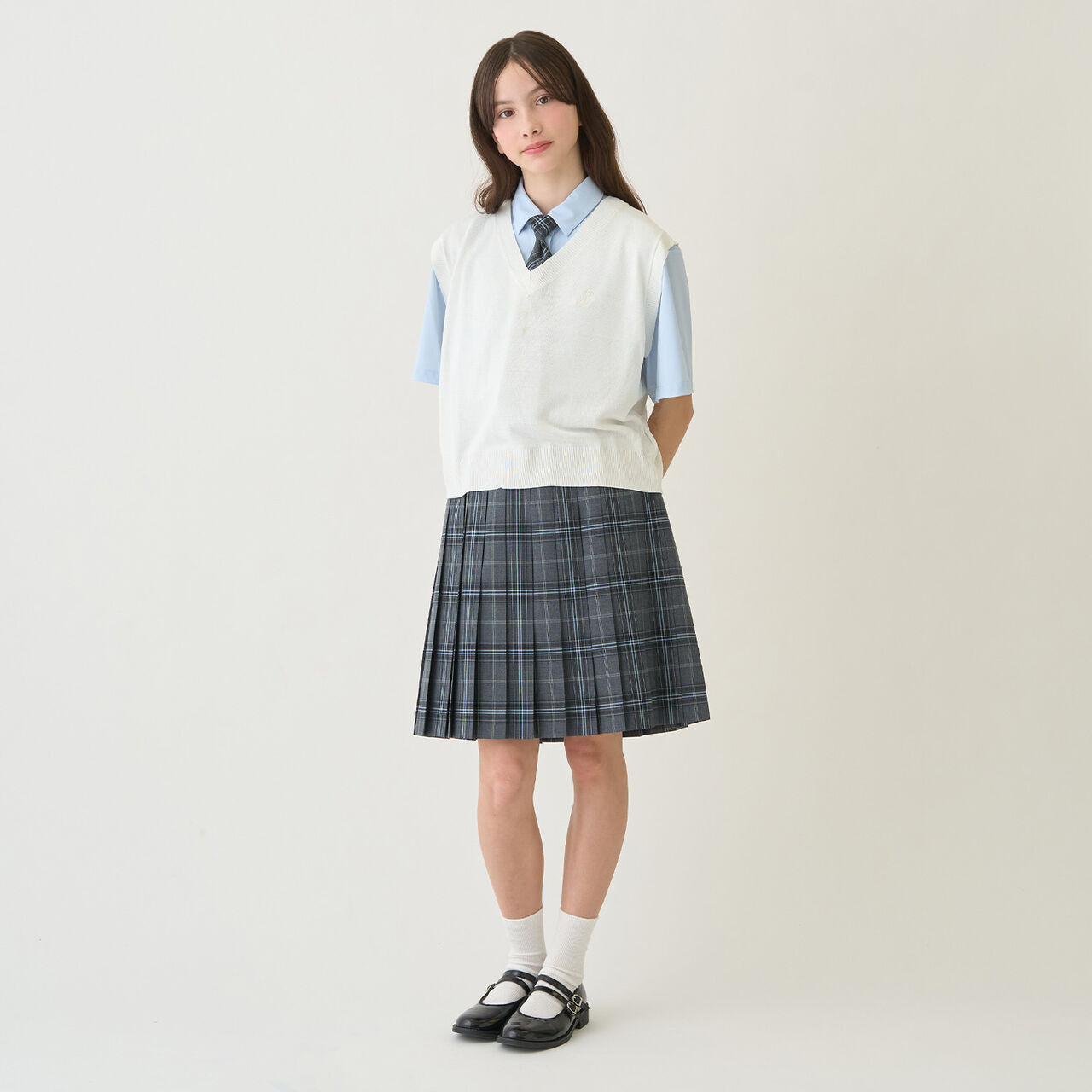 [UV Protection] Pointed Collar Short-Sleeve Cut and Sew Shirt,White, large image number 12