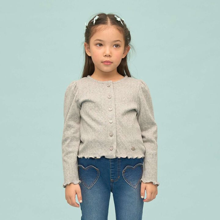 [UV Processing] Patterned Mesh Cardigan,Top gray, medium image number 0