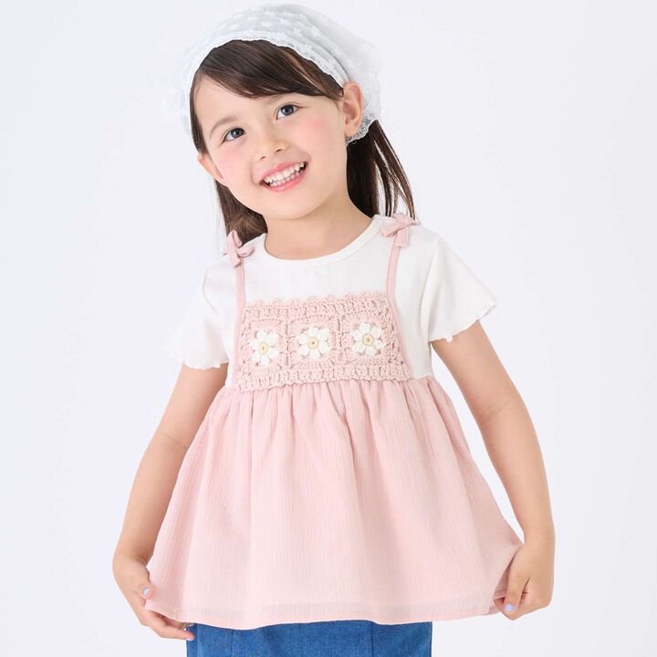 Black Crochet Docking Tunic,Light pink, medium