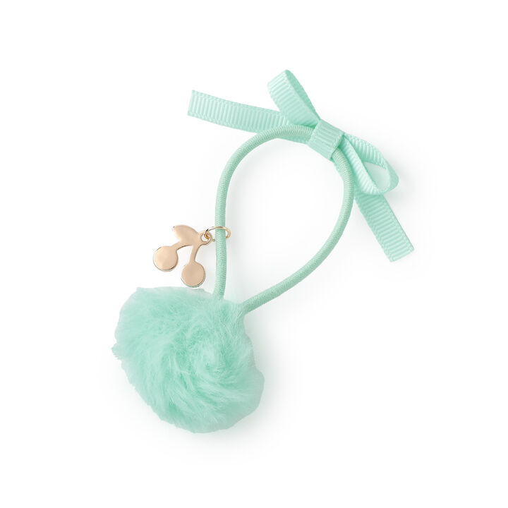 Bun Top & Ribbon Motif Hair Ponytail Holder,Pink, medium image number 1