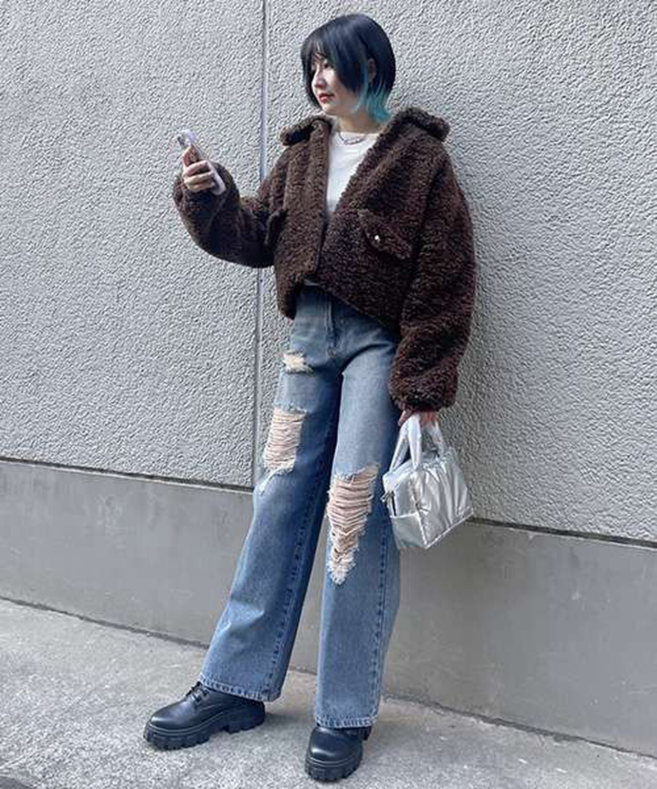 Poodle Faux Fur Coat,Brown, large image number 2