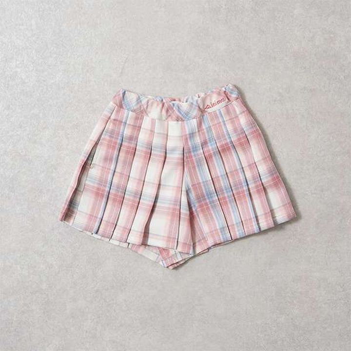 Check Pleated Culotte Pants,Pink, medium image number 0