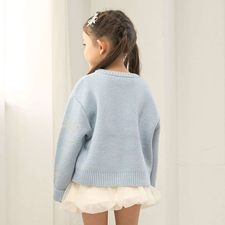 Short Lame Ribbon Sweater,Sax blue, medium image number 13