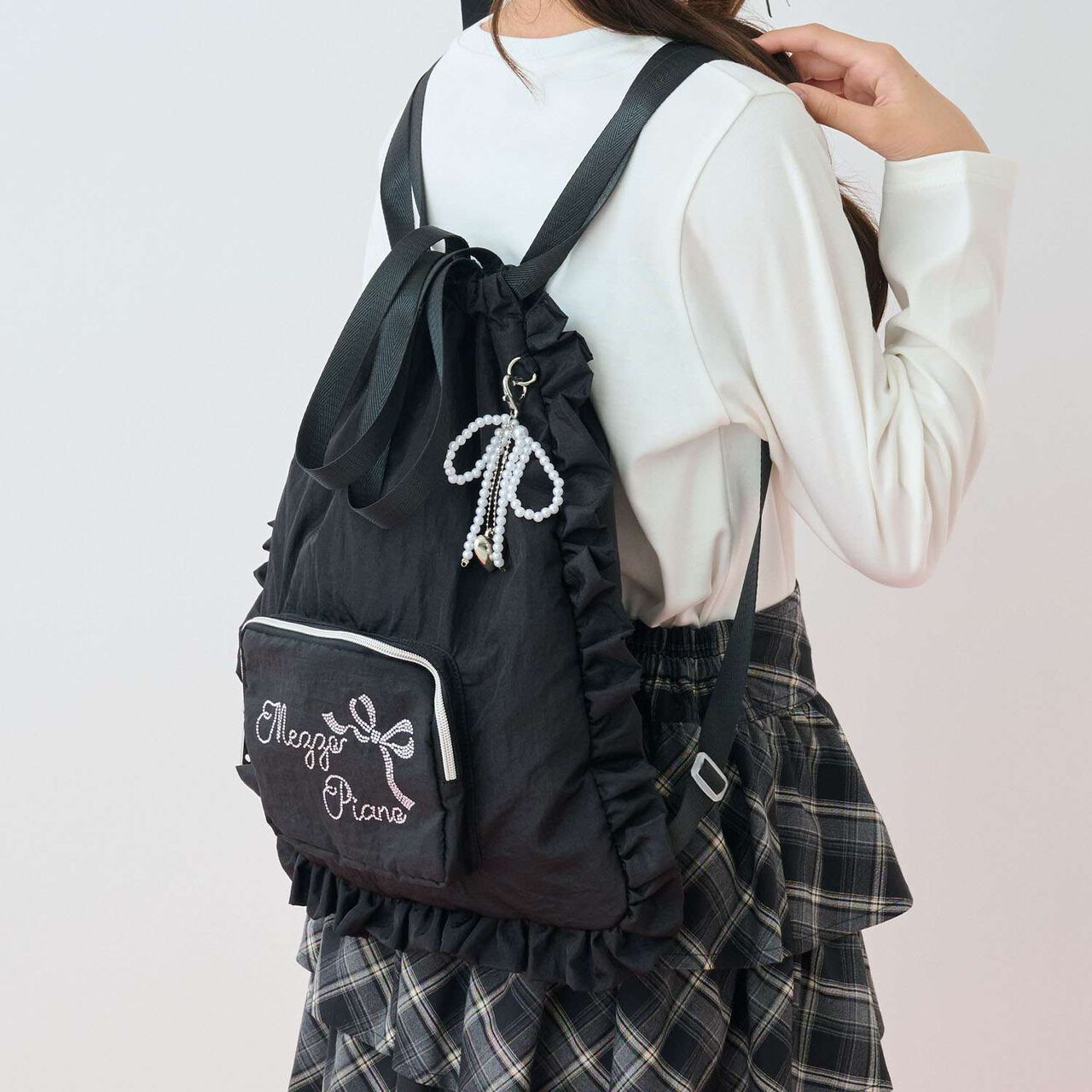 [A4 Size, Water-Repellent] Sparkling Logo Knapsack,Black, large image number 0