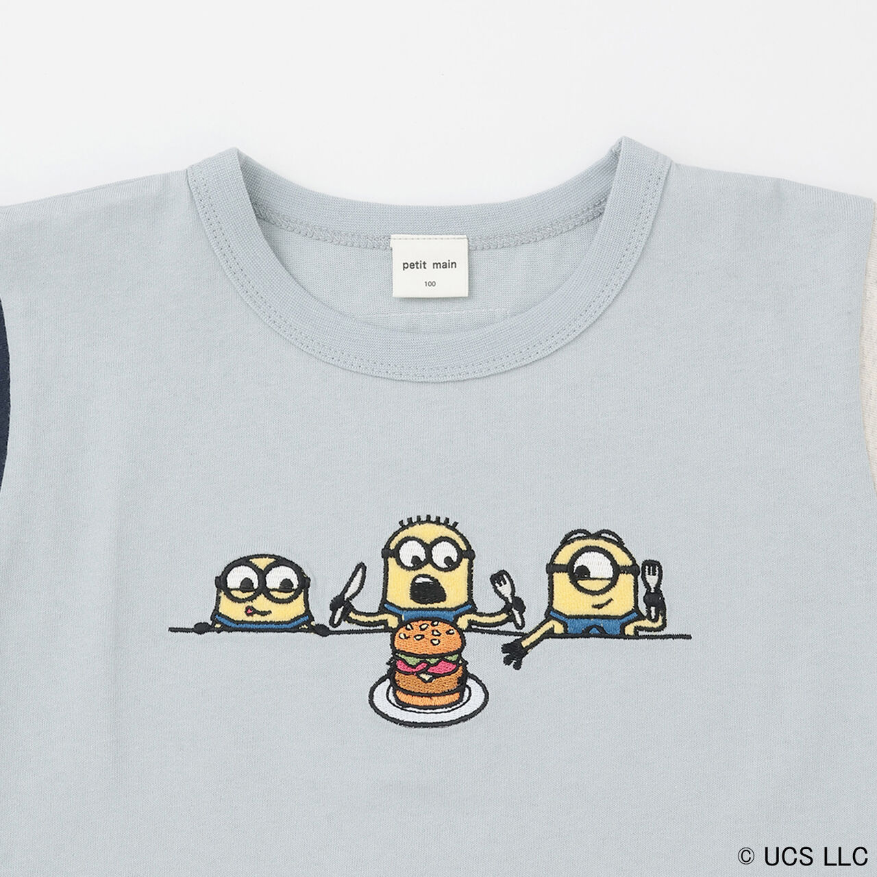 [Minion] Short Sleeve T-Shirt with Woven Fabric Panels,Navy, large image number 10