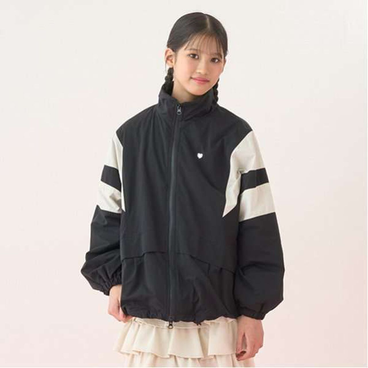 Water-Repellent Fleece-Lined Warm Color Block Track Jacket,Light beige, large image number 13