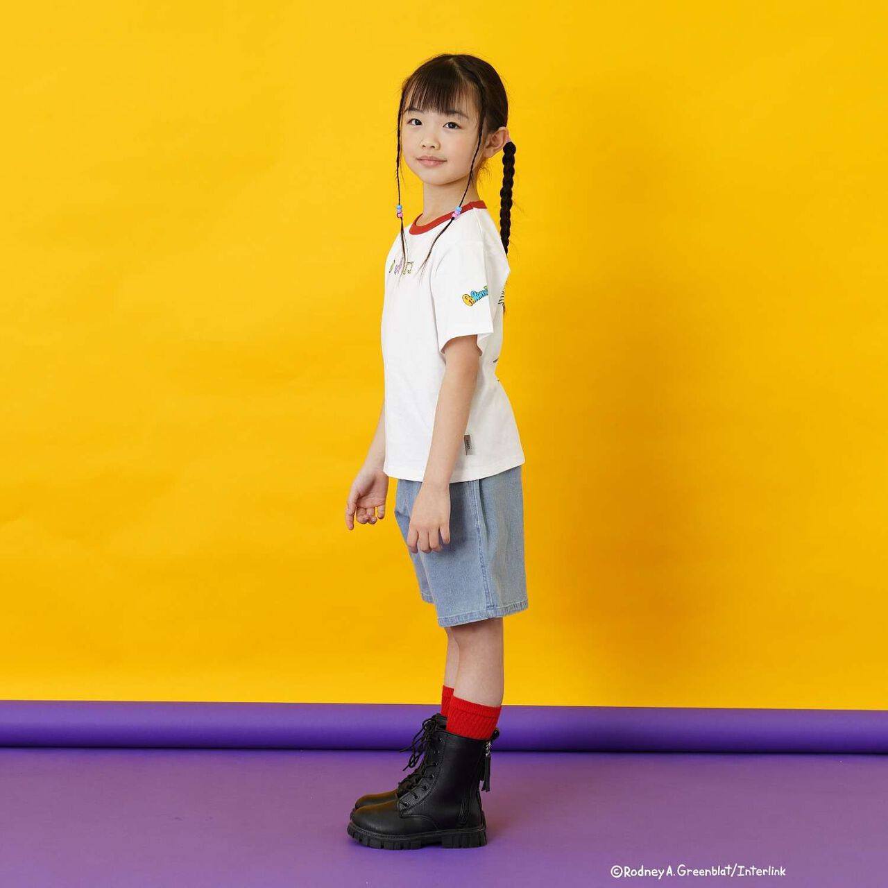 [親子連結款] [PaRappa the Rapper] 撞色羅紋短袖T恤,粉紅色, large image number 2