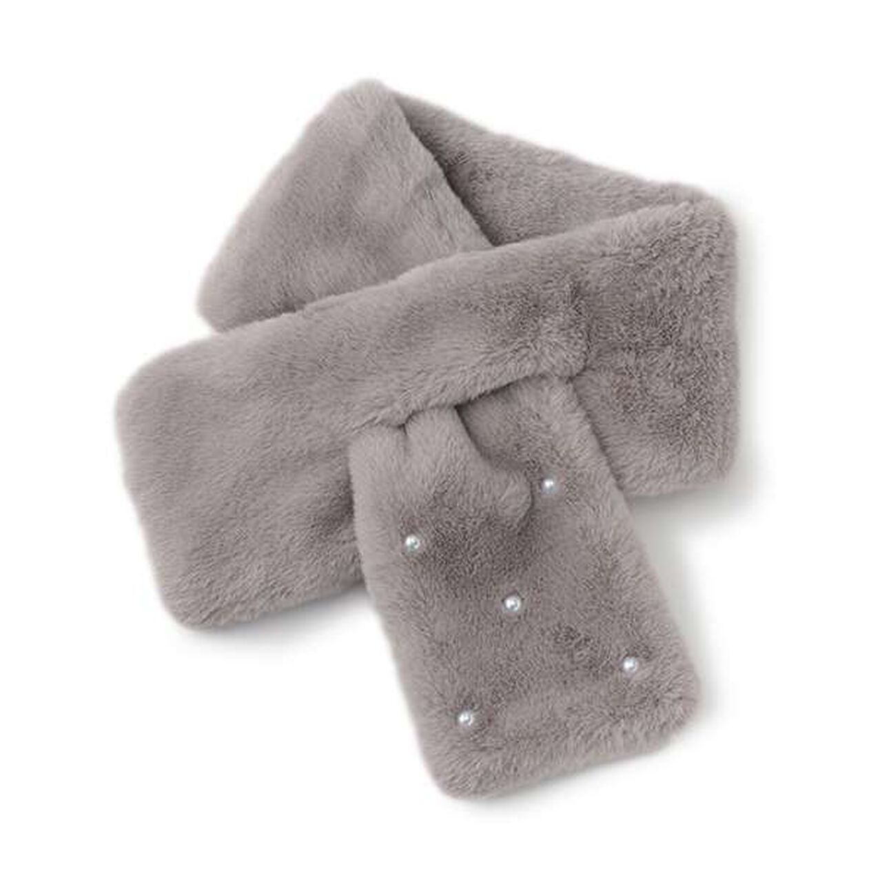 Pearl-Embellished Faux Fur Tippet,Light pink, large image number 6