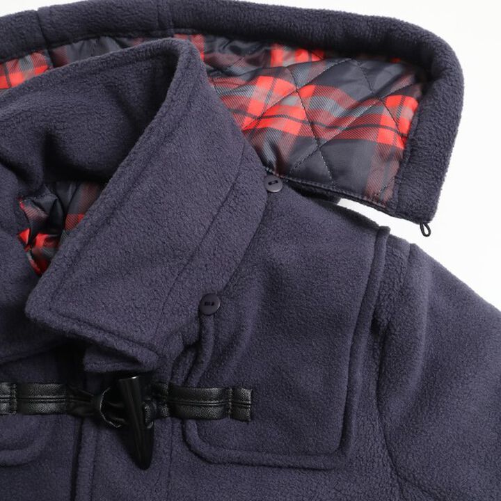 KP Boy Fleece Checkered Duffle Coat [90-130],Navy, medium image number 3