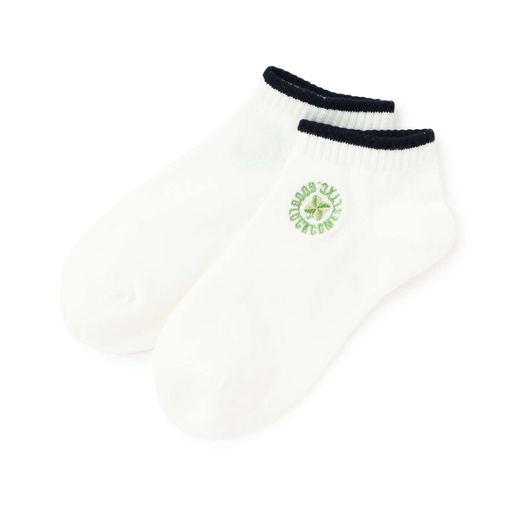 Clover Embroidered Sneaker-Length Socks,, medium
