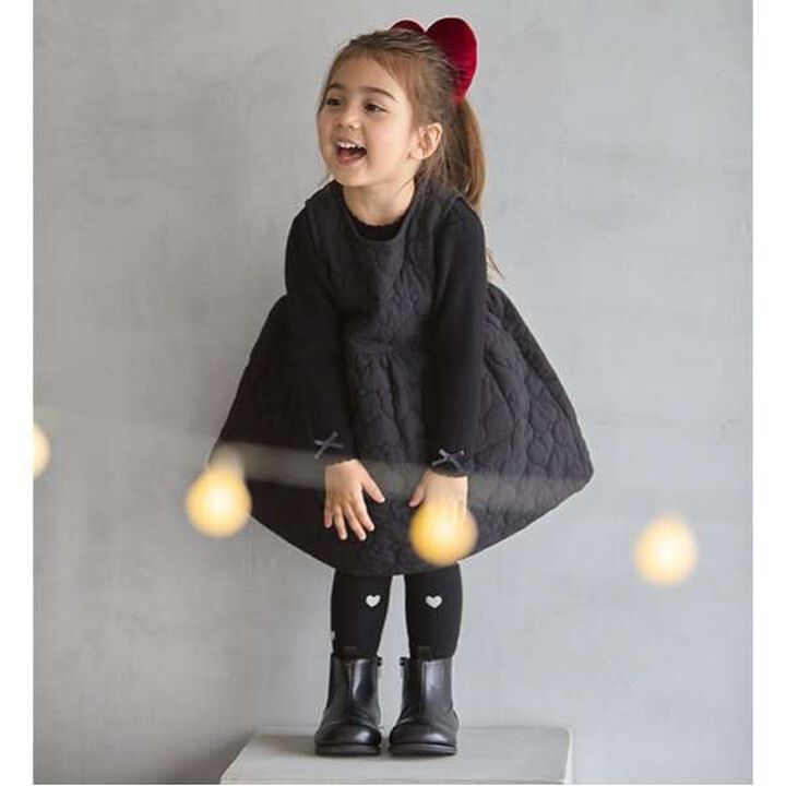 Heart Quilted Jumper Skirt,Charcoal gray, medium image number 15