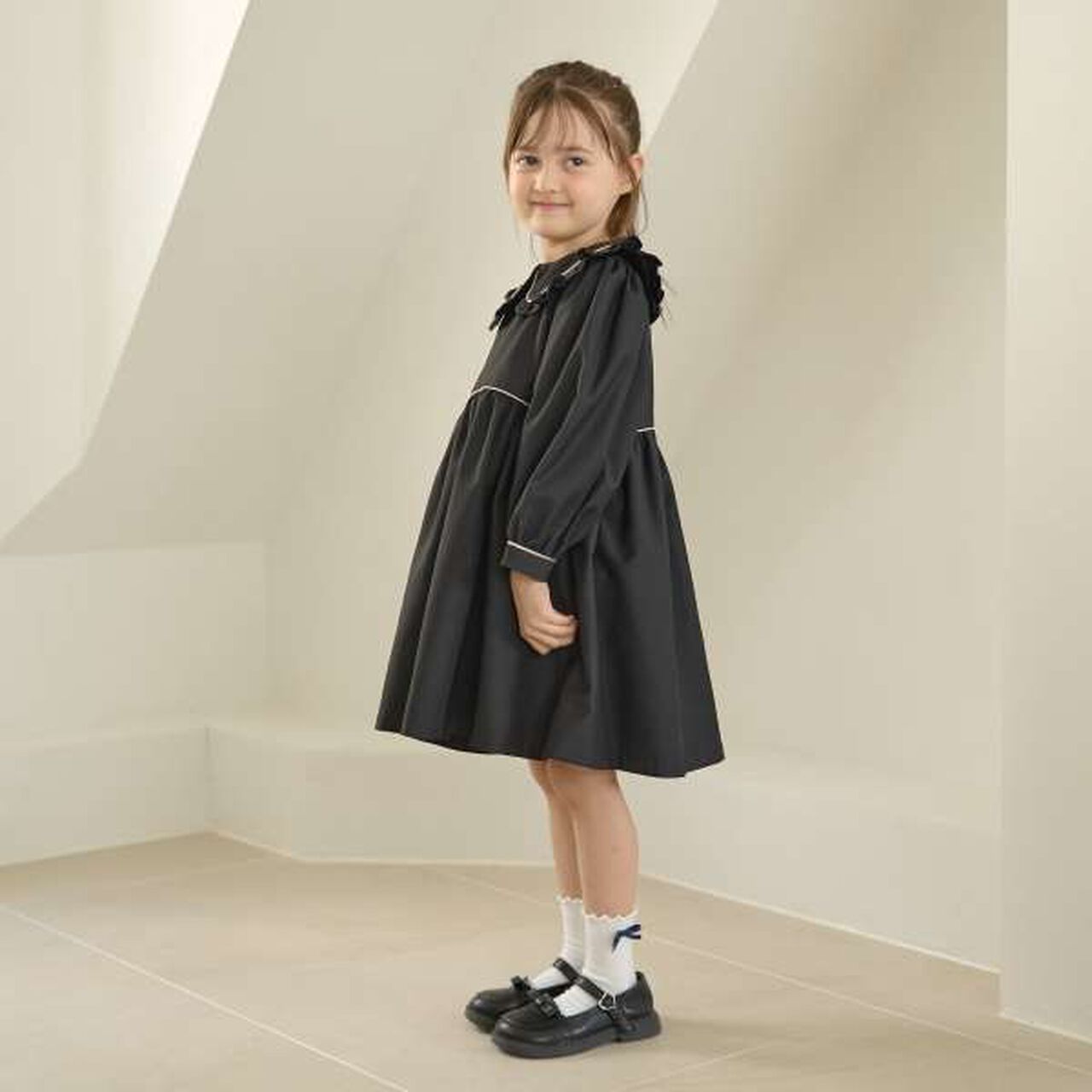 Removable Collar Occasion One-Piece Dress,Gray, large image number 4