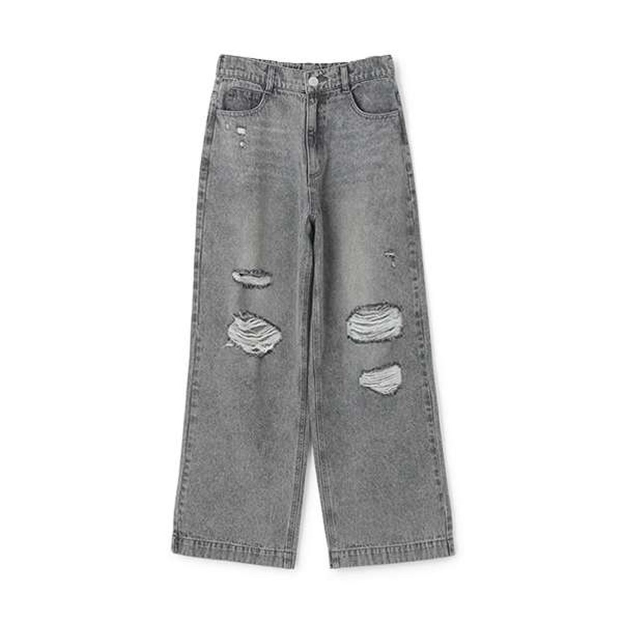 Distressed Wide Pants,Blue, large image number 7