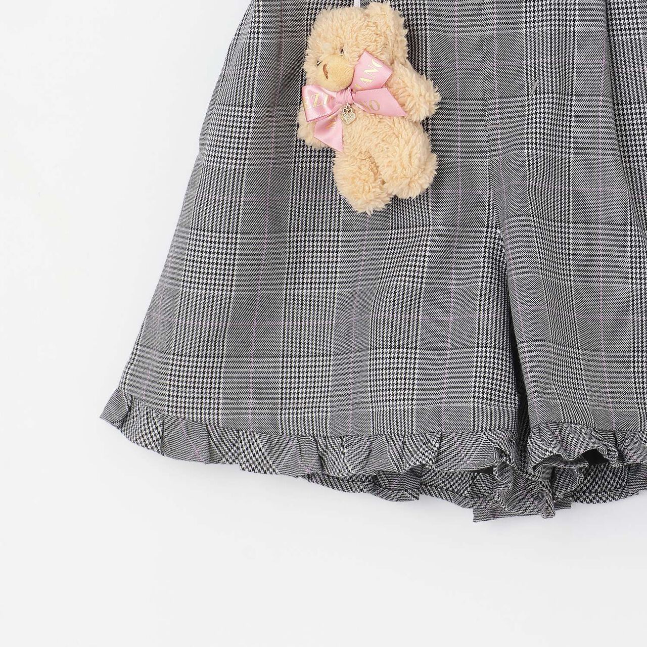 [Restock] Glen Check Shorts with Bear Charm,Black, large image number 5