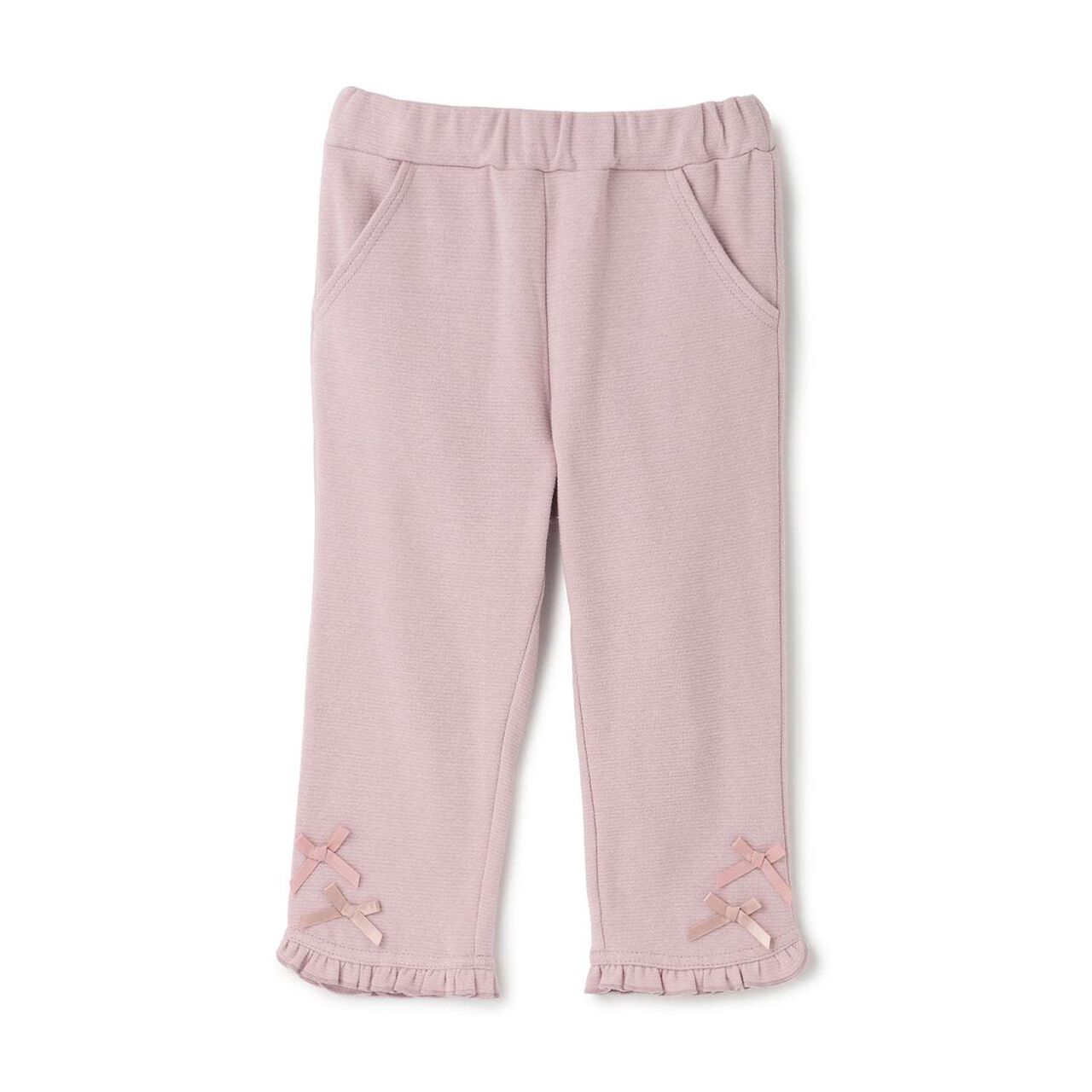 [Tomo Pants] Stain Resistant UV Cool Touch Round-Hem Frill 3/4 Capri Pants for Girls,Salmon pink, large image number 2
