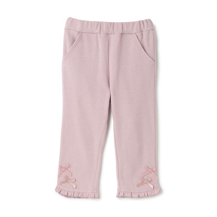 [Tomo Pants] Stain Resistant UV Cool Touch Round-Hem Frill 3/4 Capri Pants for Girls,Salmon pink, medium image number 2