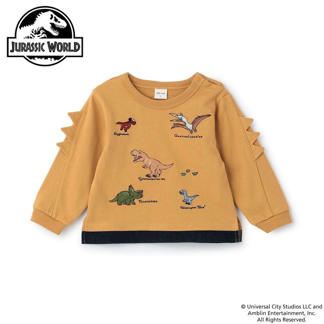 [JURASSIC WORLD] Embroidered Long-Sleeve T-Shirt,Mustard, large image number 0