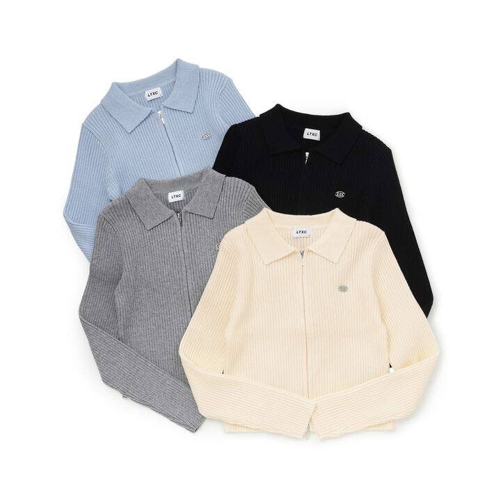 [LTXC] Washable Ribbed W Zipper Cardigan,Ivory, medium image number 9
