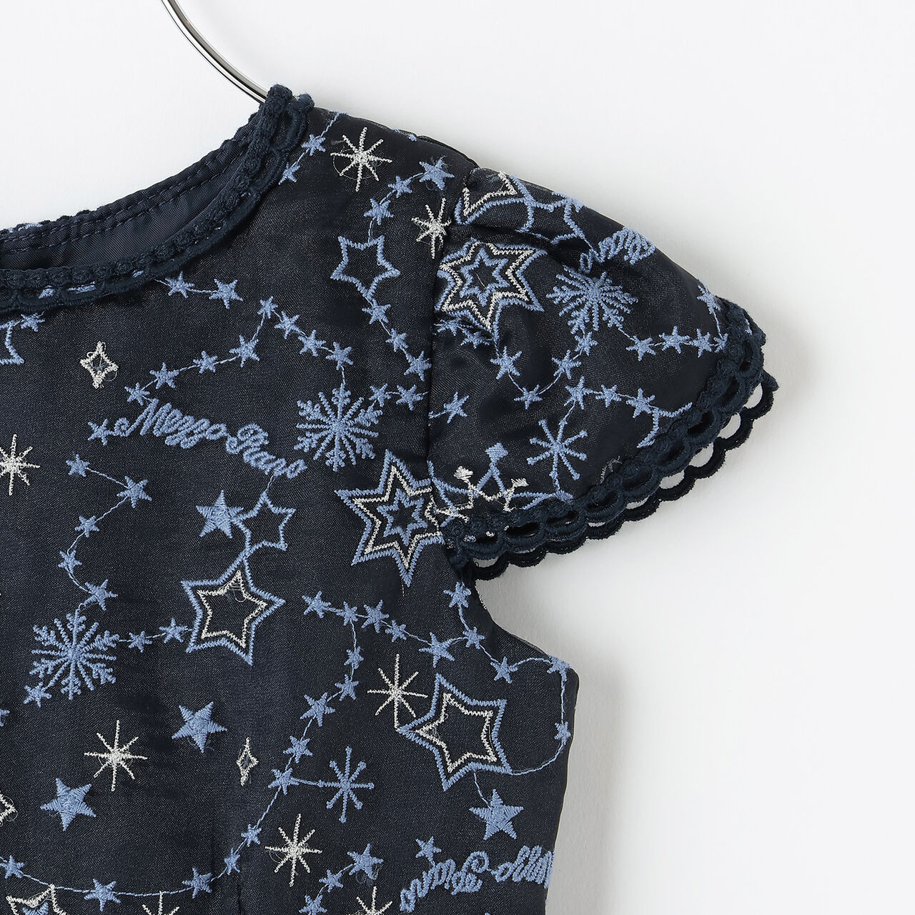 Sparkling Star Embroidery Dress,Navy, large image number 3