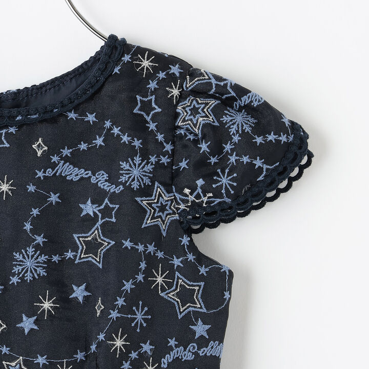 Sparkling Star Embroidery Dress,Navy, medium image number 3