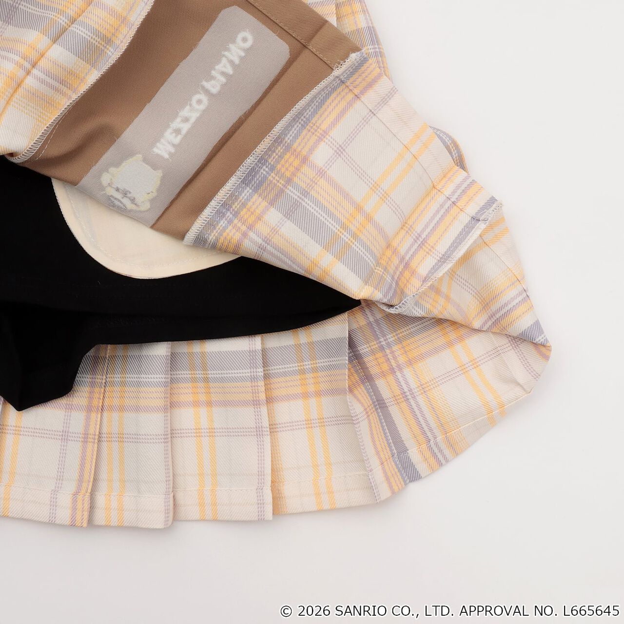 [Pompompurin] Pouch Check Pleated Skirt-Pants,Yellow, large image number 7