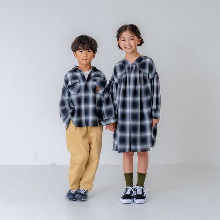 [Link] Ombre Check Volume Mini Dress,Black, medium image number 16