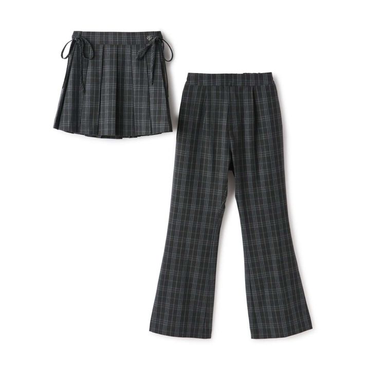 Pleated Skirt & Flared Pants Set,Gray, medium image number 3