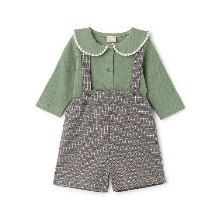 Collared Romper + Pants Set,Green, medium image number 0