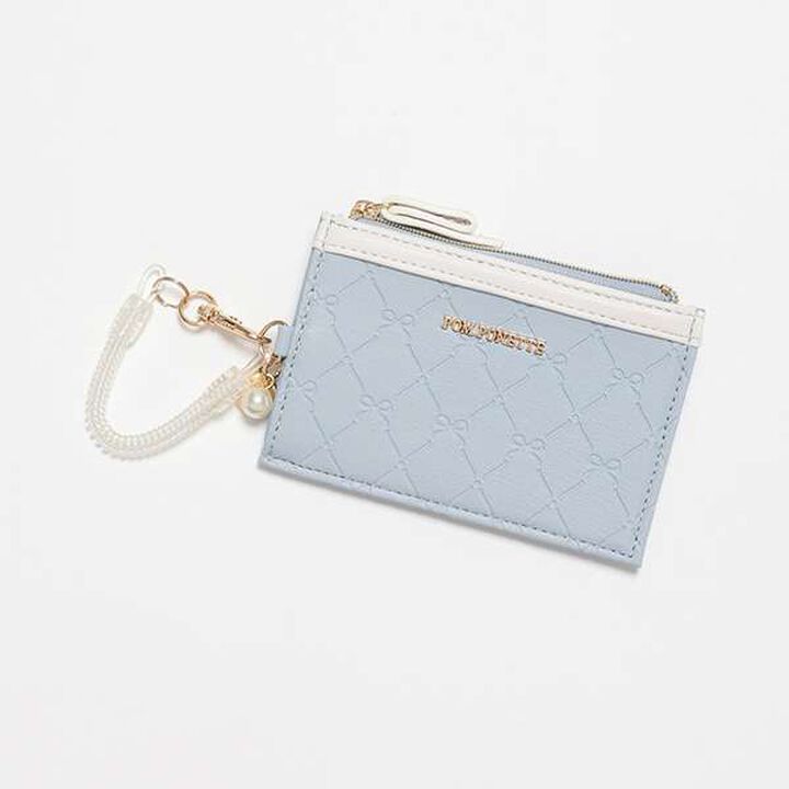 All-Over Pattern Ribbon Embossed Card Holder,Navy, medium image number 8