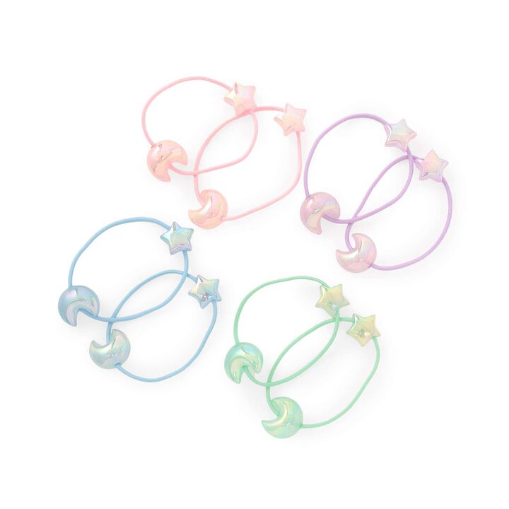 [Soft Glow] Star & Moon Hair Ties (Set of 2) [Kids] [Girls],Lavender, medium image number 3