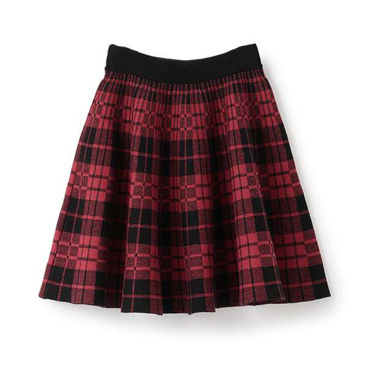 Check Jacquard Knit Skirt,Red, large image number 1