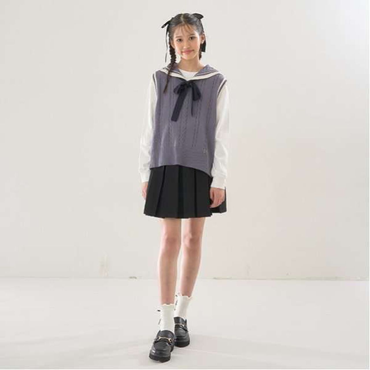 Sailor Knitwear Vest & T-Shirt Set,Gray, large image number 10