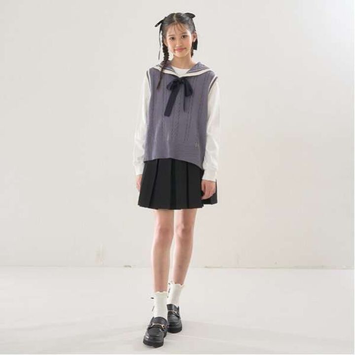 Sailor Knitwear Vest & T-Shirt Set,Gray, medium image number 10
