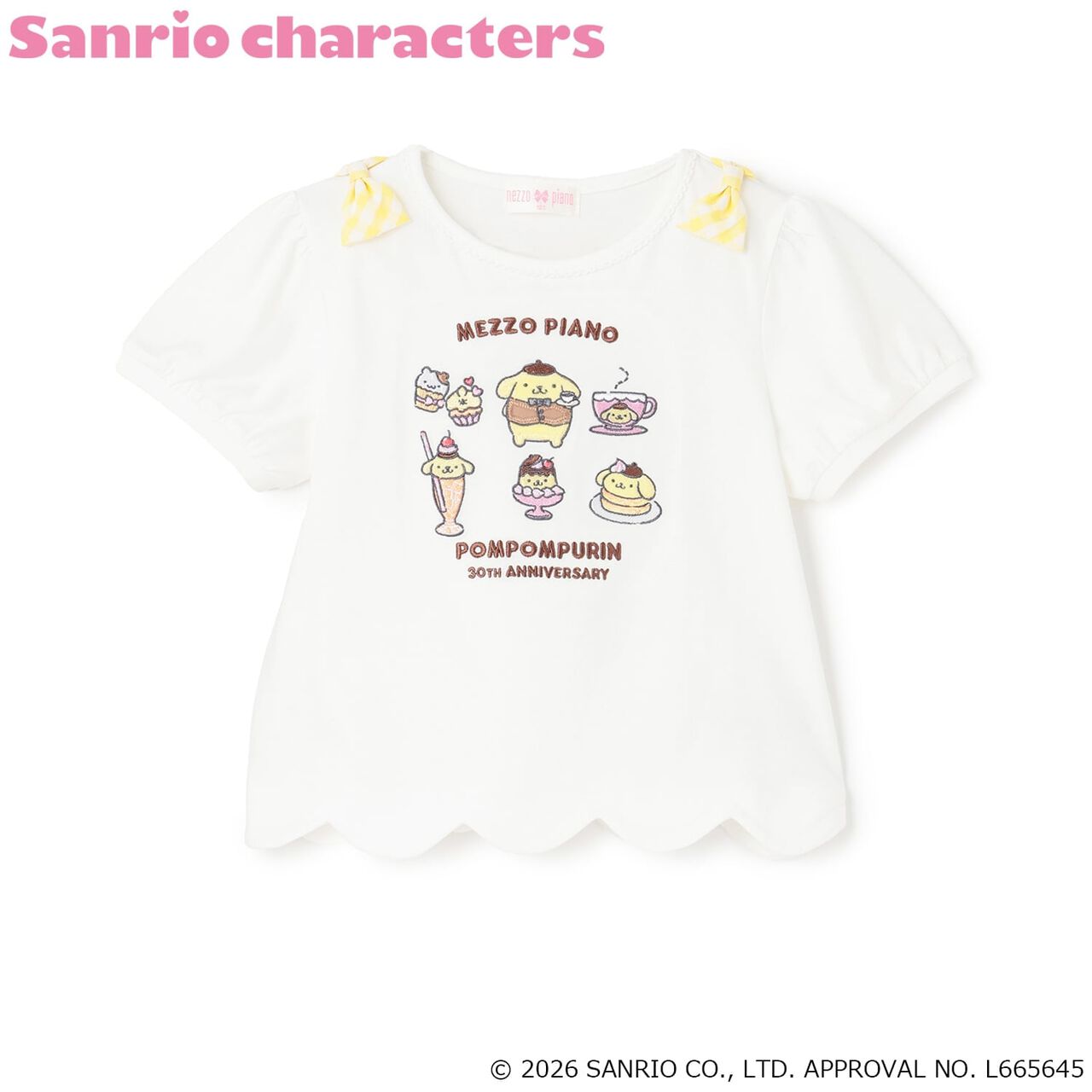 [Pompompurin] Scalloped Hem Puff Sleeve T-Shirt,Off white, large image number 9