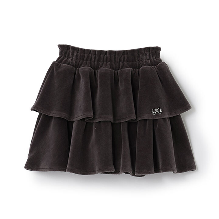 Plush Velour Coordinatable Tiered Skirt,Black, medium image number 4