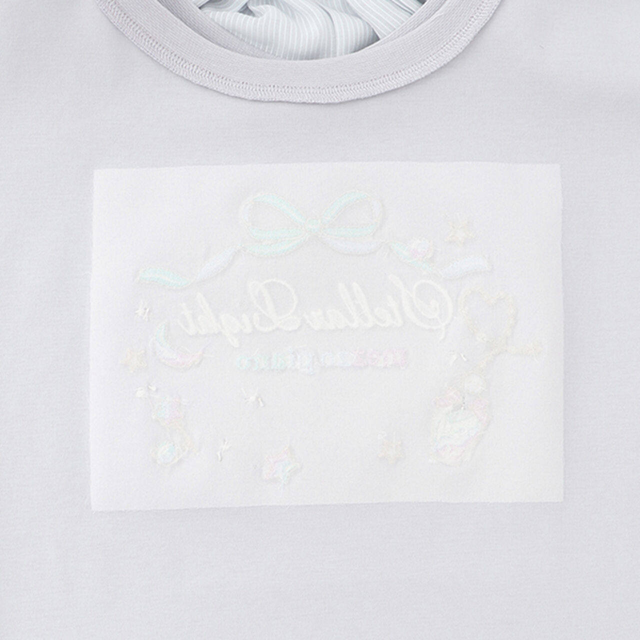 Flare Sleeve Back Ribbon Short Sleeve T-Shirt,Sax blue, large image number 8