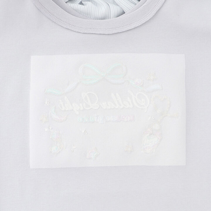 Flare Sleeve Back Ribbon Short Sleeve T-Shirt,Sax blue, medium image number 8