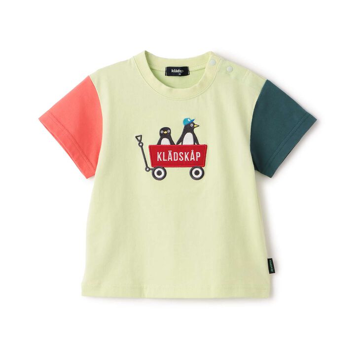 [Popular Item Restocked] [Not Available at Physical Stores] Penguin &times; Outdoor Wagon Short Sleeve T-Shirt,Light green, medium image number 0