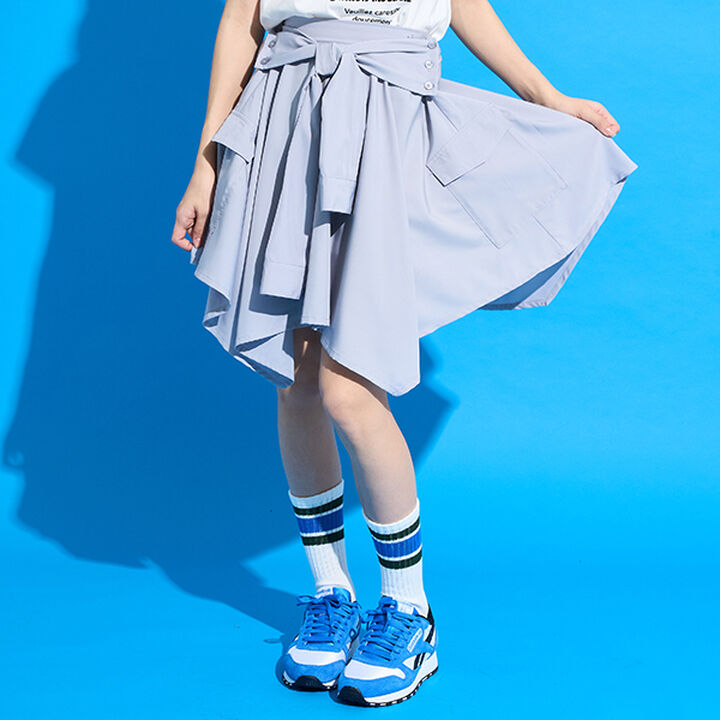 [AMI] Waist Wrap Shirt Style Skirt with Shorts,Light gray, medium image number 0