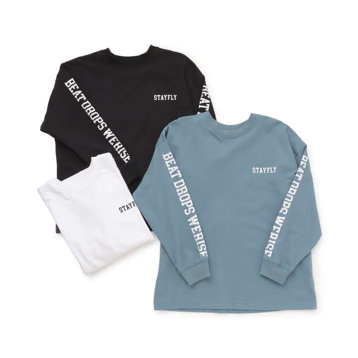 [SKIT0LY] Long-Sleeve T-Shirt with Sleeve Logo Print,Blue, medium image number 6
