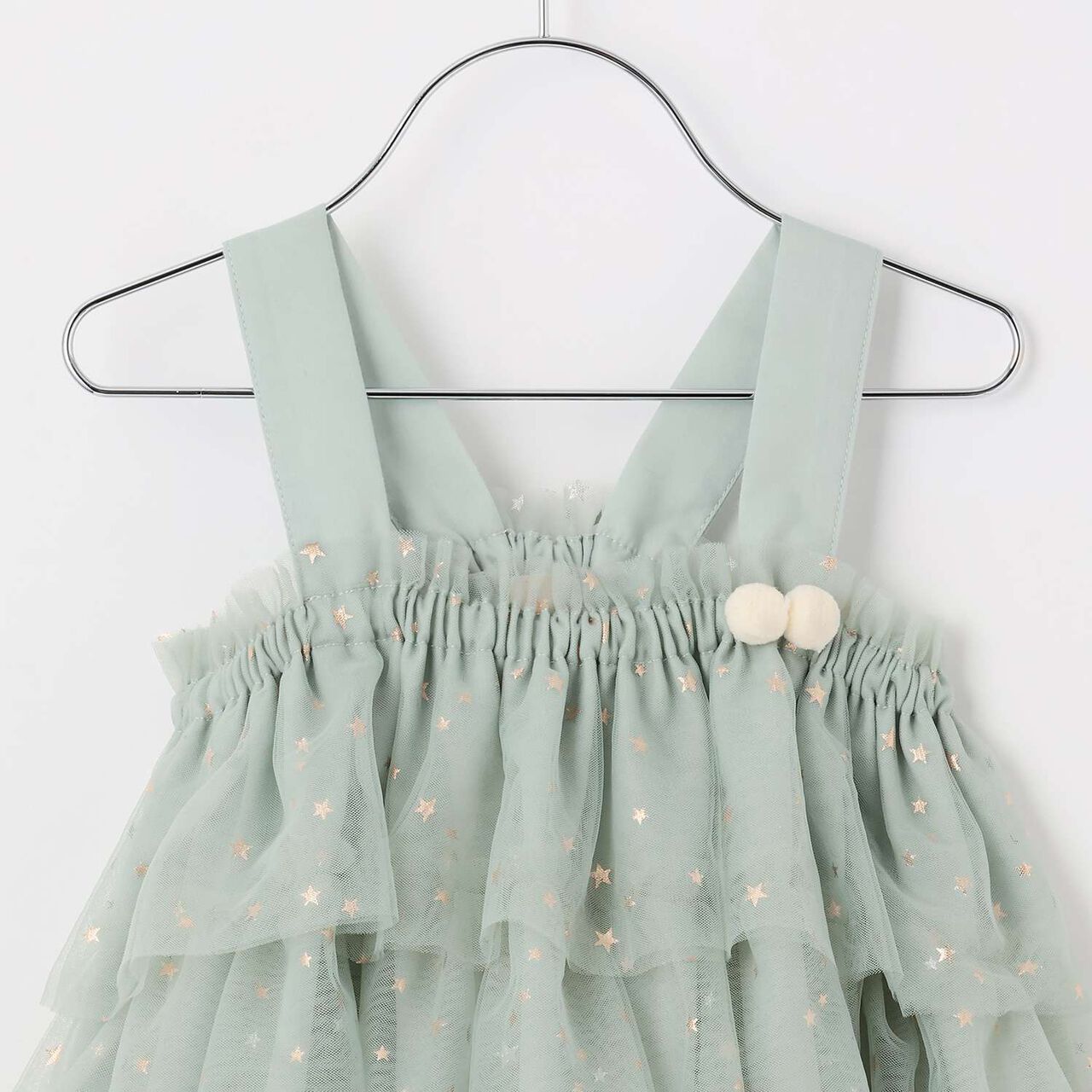 Tulle Frill One-Piece Dress,Blue green, large image number 10