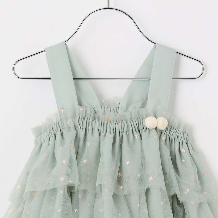 Tulle Frill One-Piece Dress,Blue green, medium image number 10