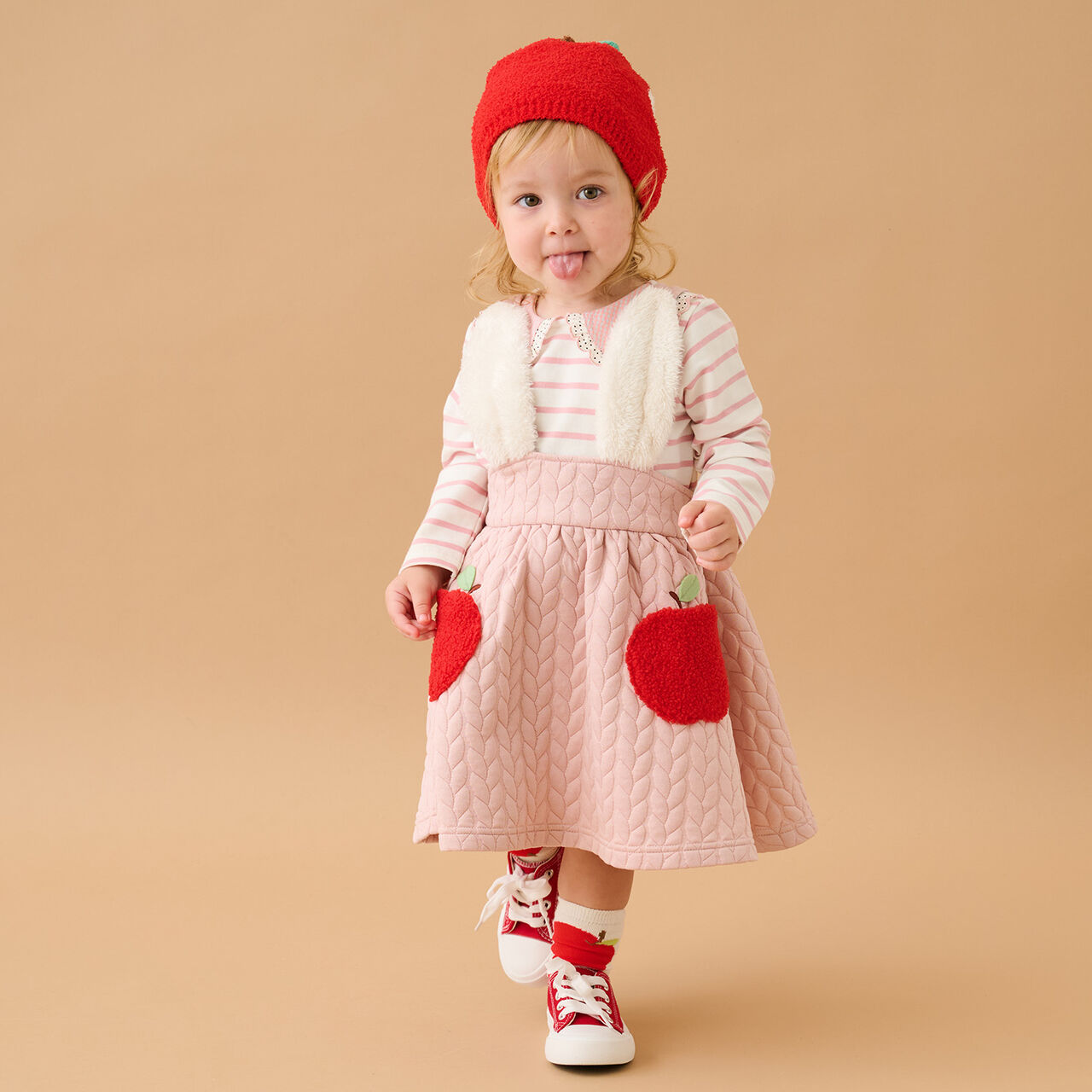 Apple Pocket Jumper Skirt,Pink, large image number 0