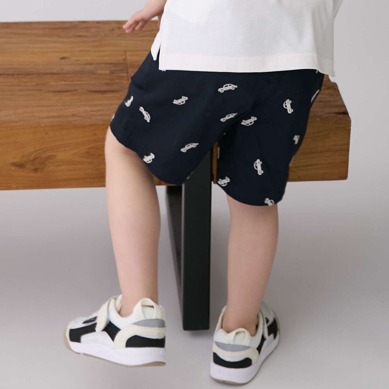 Embroidered Pattern Half Pants,Pearl white, large image number 1